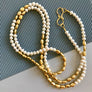 Michelle - Classic white & gold pearl thread necklace