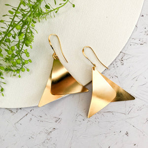 Eleanor Two gold bent triangles earrings
