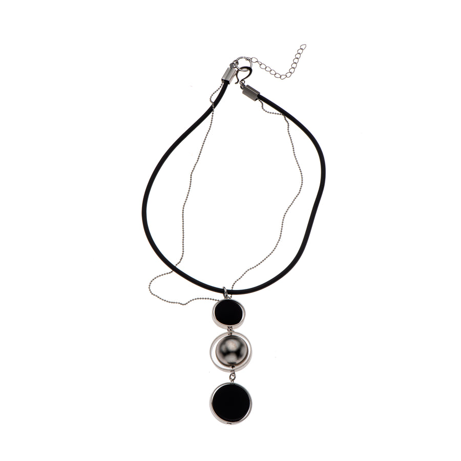 Scarlett - Black & silver pendant necklace