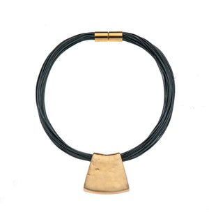 Jessica - White cord & 24K gold pendant necklace
