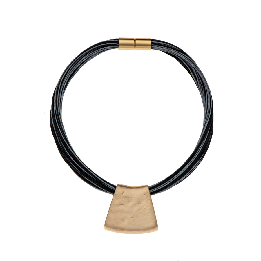 Jessica - White cord & 24K gold pendant necklace