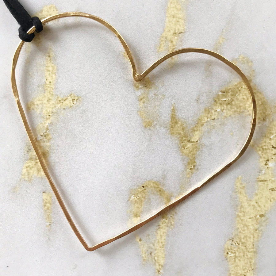 Karen - Open heart 24K gold pendant necklace