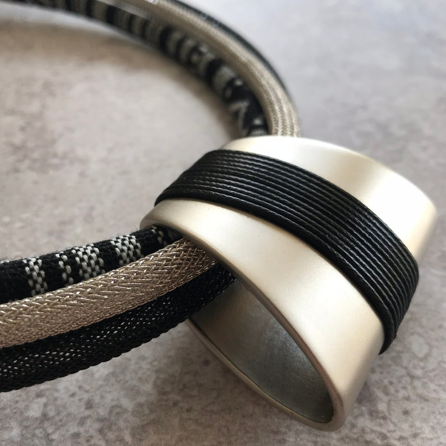 Linda - Black & multi-cord collar necklace