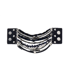 Maria - Burgundy & sterling silver multi-layer bead bracelet