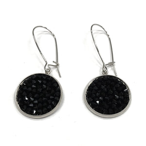 Mia - Sterling silver and clear Swarovski crystal pave disc earrings