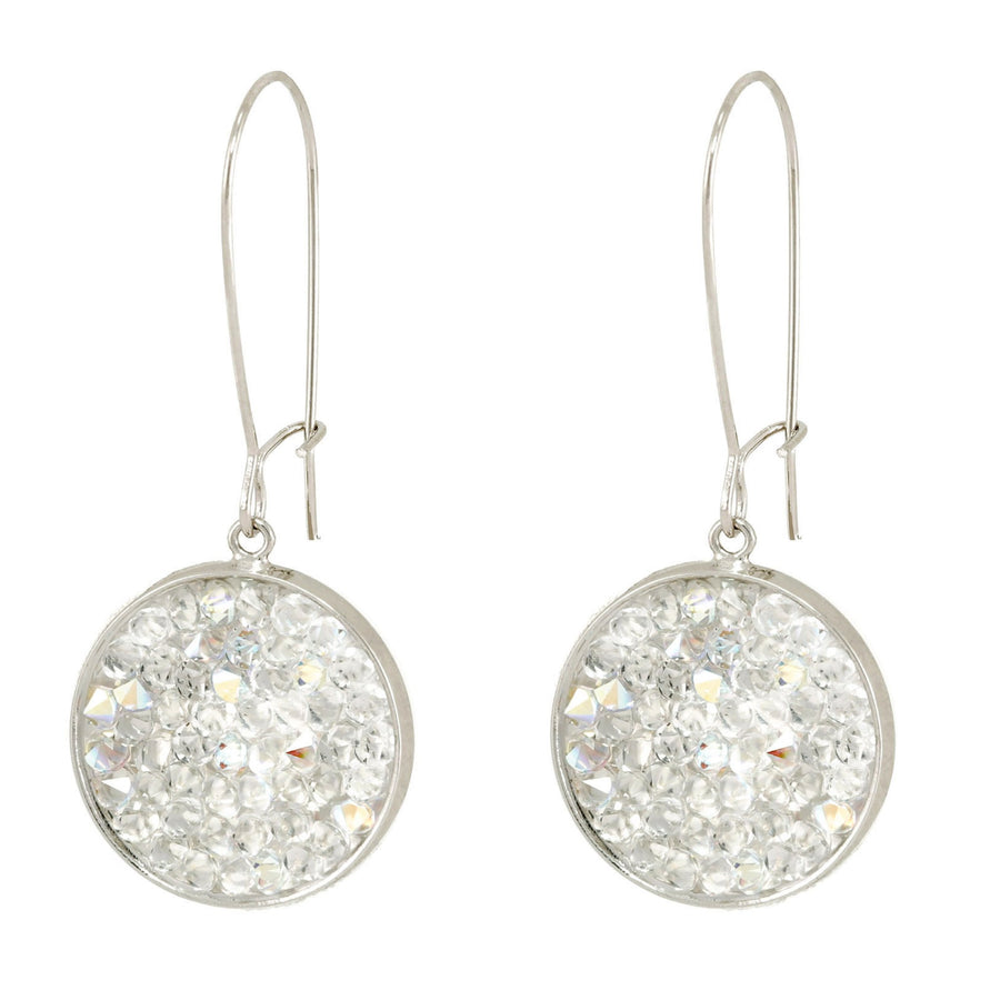 Mia - Sterling silver and black Swarovski crystal pave disc earrings