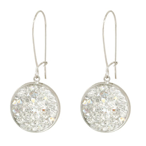 Mia- 24K gold and black Swarovski crystal pave disc earrings