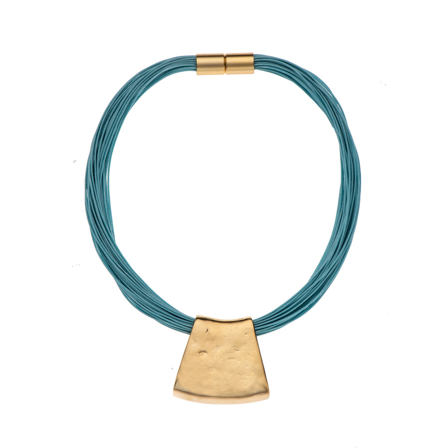 Jessica - Turquoise cord & 24K gold pendant necklace