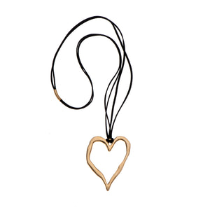 Patricia - Long 24K gold heart statement necklace
