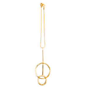 Miriam - Geometric 24K gold mid-length pendant necklace
