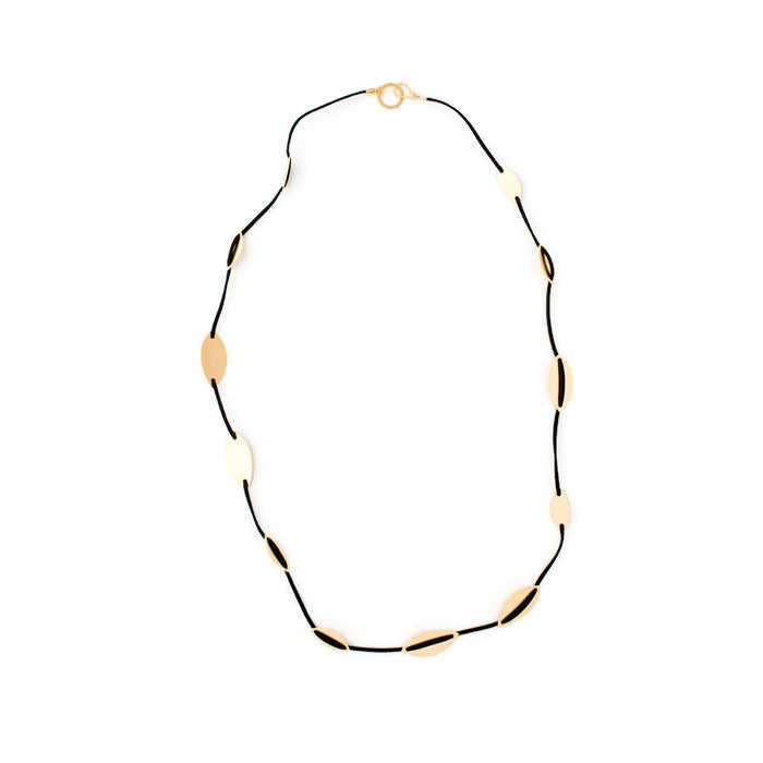 Naomi - Long cord & gold elements necklace