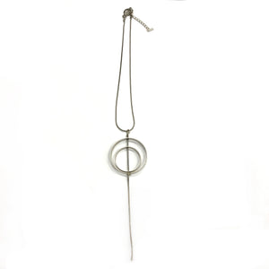 Jane - 24K gold, medium-sized, double circle outline pendant necklace