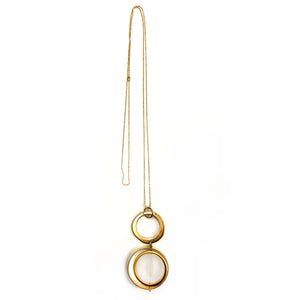Bonnie Gold 24K gold long geometric pendant necklace with translucent flattened bead