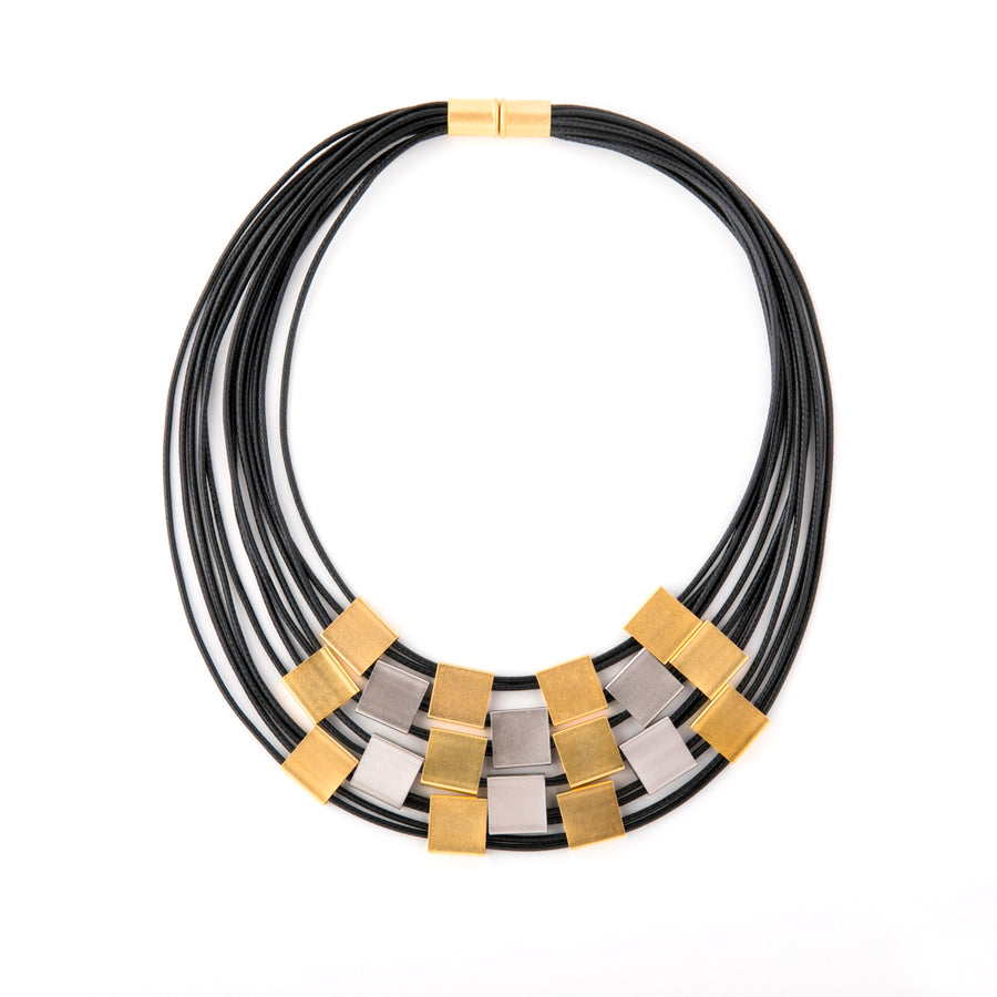 Lisa - Striking gold and silver collar necklace