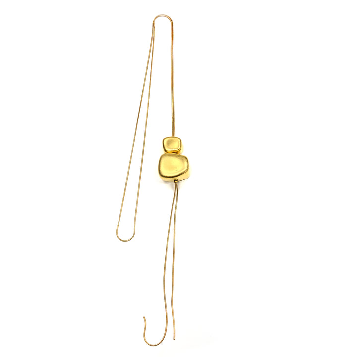 Margerie - Modern 24K gold, long thin cord, double stacked pendant necklace