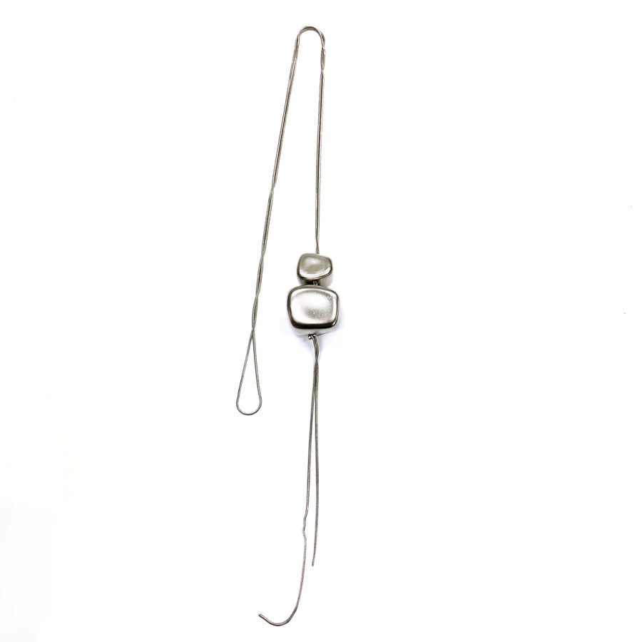 Margerie - Modern sterling silver, long thin cord, double stacked pendant necklace
