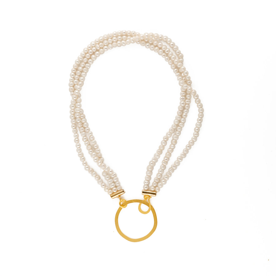 Sarah - Classic pearl and gold necklace & earrings