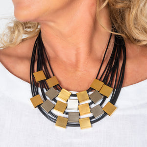 Lisa - Striking gold and silver collar necklace