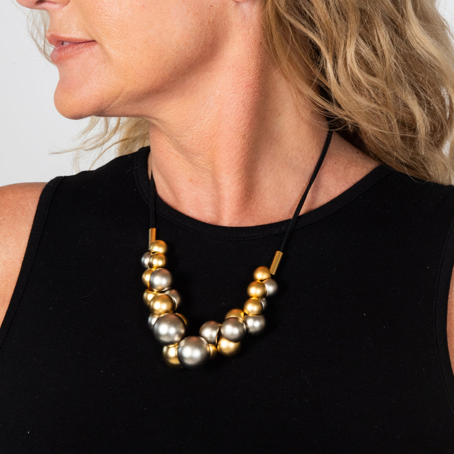 Sophia - Festive gold & silver cluster necklace